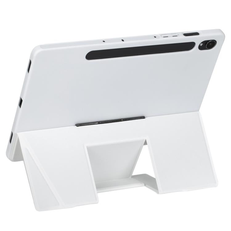Funda de Cuero para Tableta Samsung Galaxy Tab S9 Fe/S9 con Teclado Retroiluminado Desmontable y Panel Táctil (Blanco)