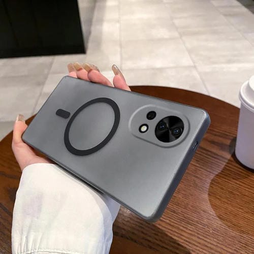 Funda para Teléfono Huawei Nova 12 con Orificio Fino y Protección Niebla Hielo Magsafe (Transparente Negra)