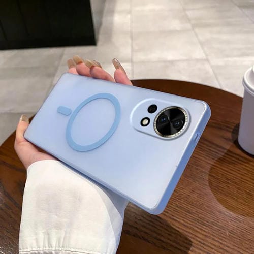 Funda para Teléfono Huawei Nova 13 con Orificio Fino y Protección Contra Niebla y Hielo Magsafe (Azul Transparente)