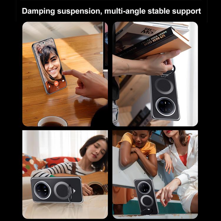 Funda para Teléfono Sulada con Soporte Magnético Magsafe Cuero Grano Superior para Huawei Mate 70 Pro / Mate 70 Pro+ (Azul)