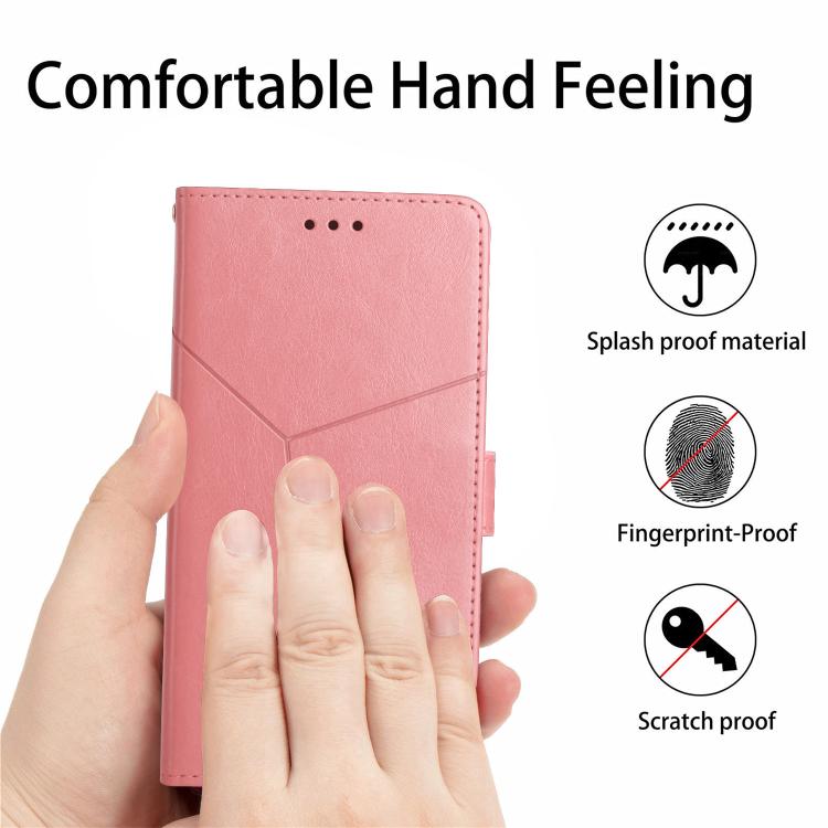 Funda de Cuero con Tapa y Patrón en Forma de Y para Infinix Hot 50 5G (Rosa)