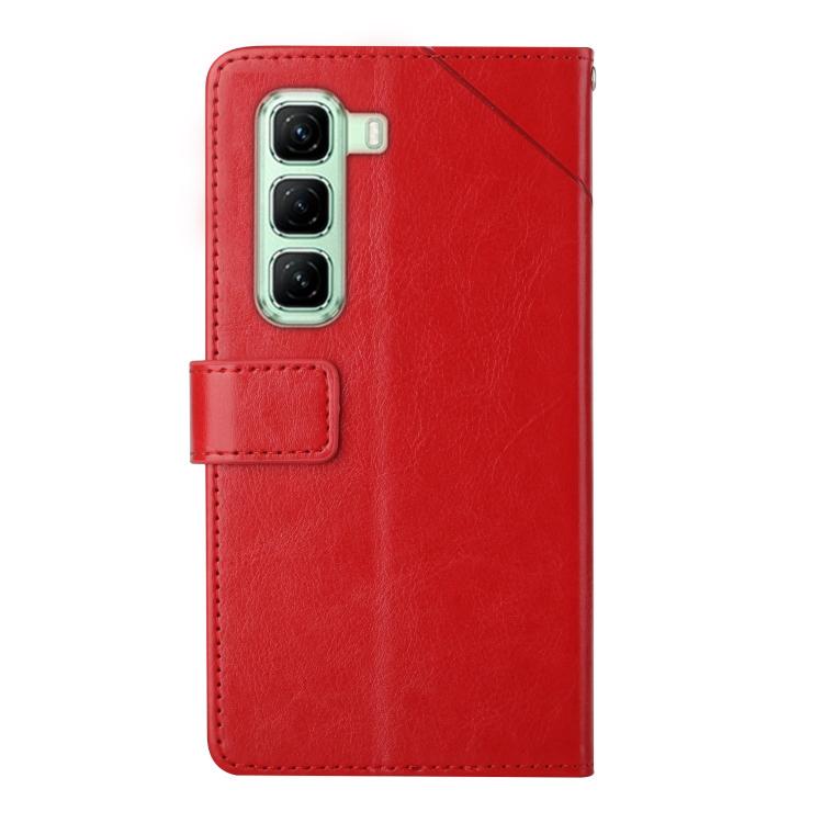 Funda de Cuero con Tapa y Patrón en Forma de Y para Infinix Hot 50 Pro+ 4G (Rojo)