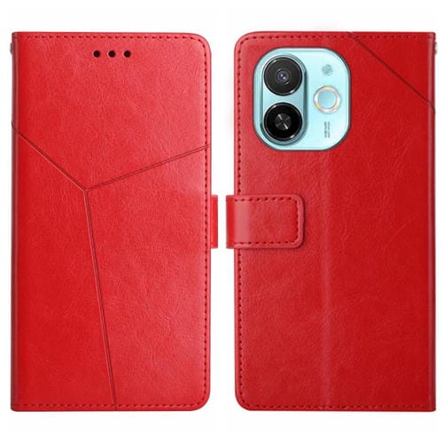 Funda Cuero con Tapa Patrón Y para Tecno Spark 30C 5G (Rojo)