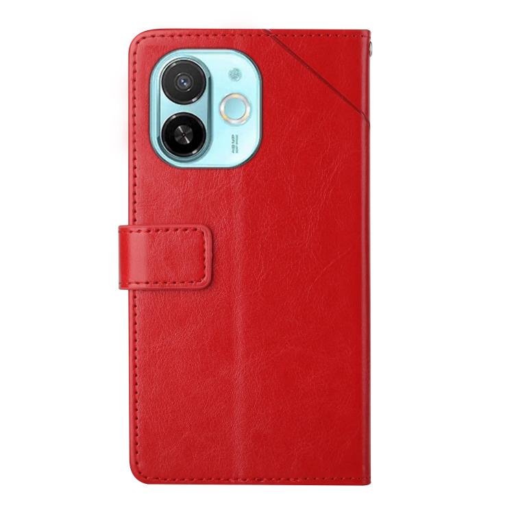 Funda Cuero con Tapa Patrón Y para Tecno Spark 30C 5G (Rojo)