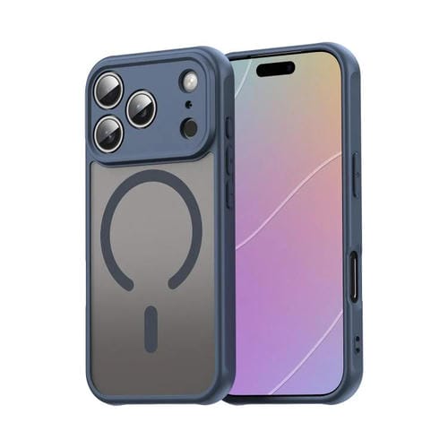 Funda híbrida de TPU y PC esmerilada Magsafe para iPhone 17 Pro Fan Dun Series (azul)