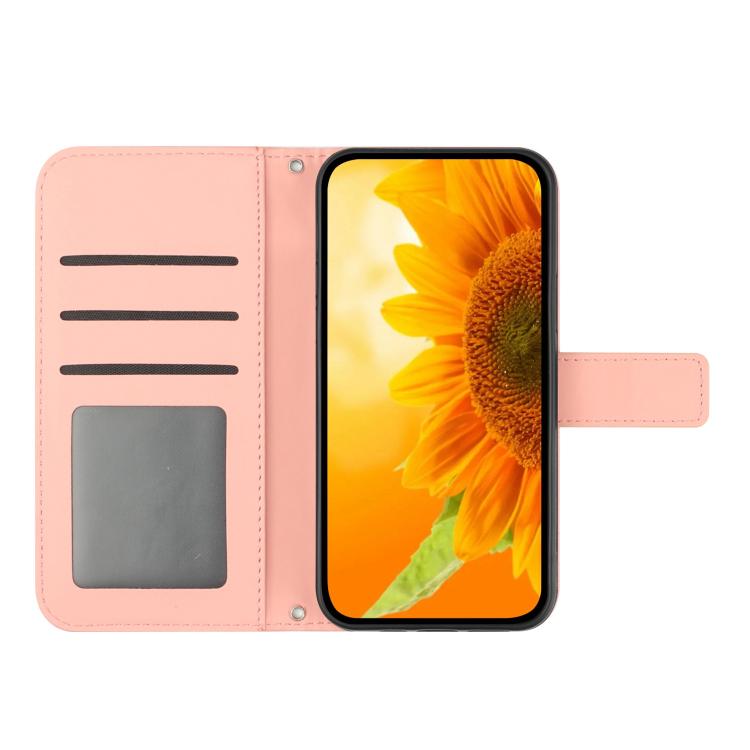 Funda de Cuero con Tapa para Infinix Hot 50 Pro 4G Diseño Girasol en Relieve (Rosa)
