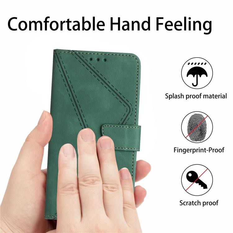 Funda de cuero con relieve y costuras para Infinix Smart 10 Plus 4G (verde)