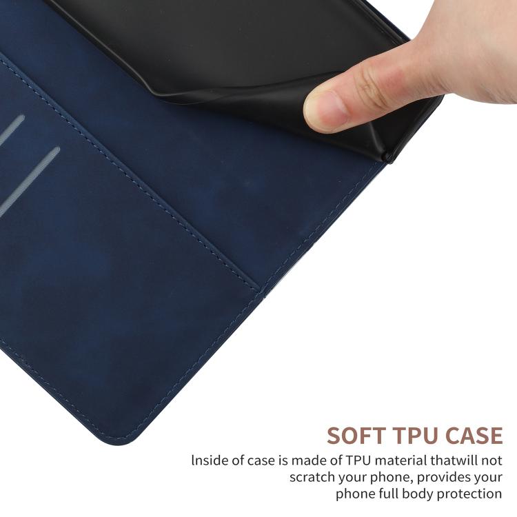 Funda de cuero con relieve y costuras para Infinix Smart 10 Plus 4G (azul)