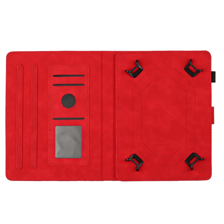 Funda para Tableta Inteligente de Cuero con Relieve de Panal de 8 Pulgadas (Roja)