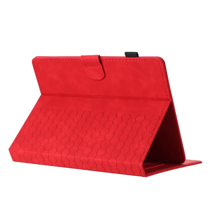 Funda para Tableta Inteligente de Cuero con Relieve de Panal de 8 Pulgadas (Roja)