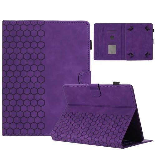 Funda para Tableta Inteligente de Cuero con Relieve de Panal 10 Pulgadas (Morado)