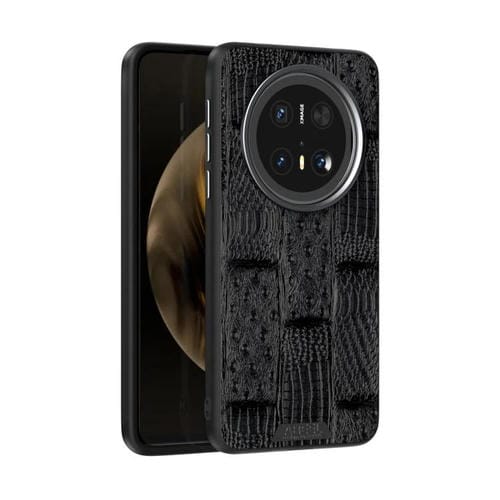 Funda de Piel Auténtica Magsafe con Micrograbado 6D y Diseño Abeel Beast para Huawei Mate 70 (Negra)