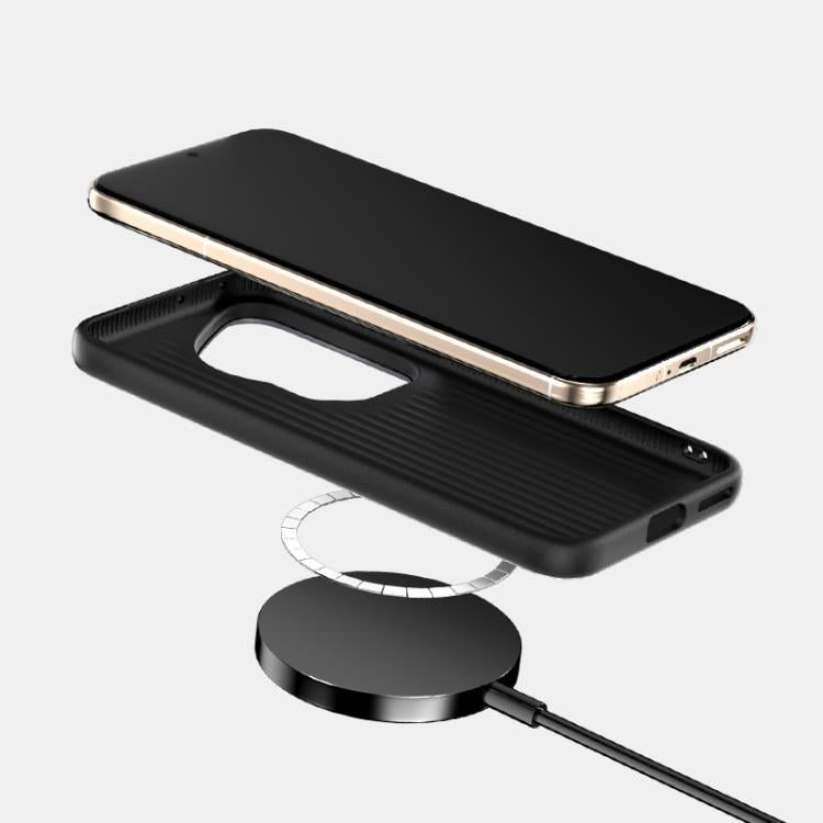 Funda de Piel Auténtica Magsafe con Micrograbado 6D para Huawei Pura 70 Ultra Beest (Azul)