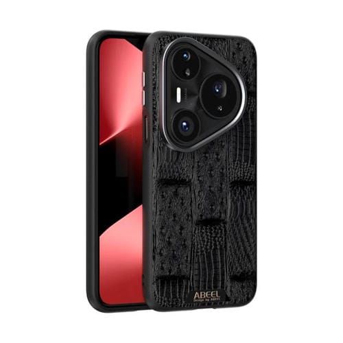 Funda de piel auténtica MagSafe con micrograbado 6D ABEEL Beast Pattern para Huawei Pura 80 Pro 5G / 80 Pro+ 5G (negra)