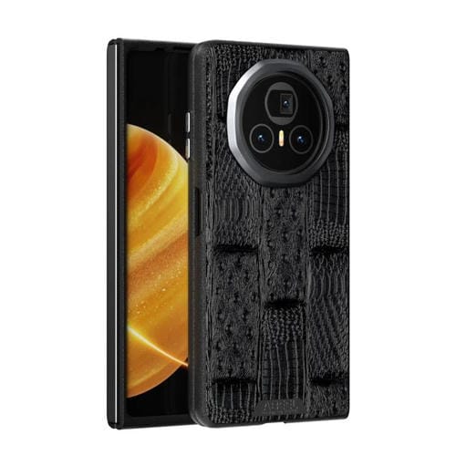 Funda de Cuero Genuino Magsafe con Micrograbado 6D y Diseño Abeel Beast para Honor Magic V3 (Negro)