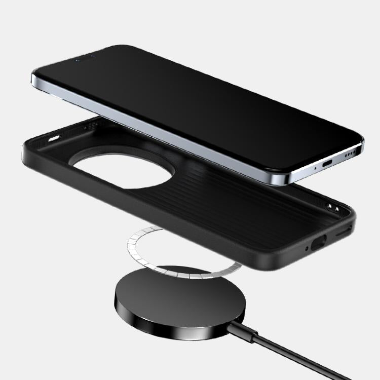 Funda Cuero Genuino Magsafe con Micrograbado 6D y Diseño Abeel Beast para Honor Magic7 Pro (Marrón)