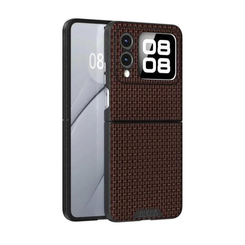 Funda de Cuero con Micro Relieve Abeel Ruyi 6D para Huawei Nova Flip (Marrón)