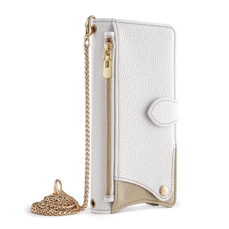 Funda de Cuero Lichi para TCL 50 Nxtpaper y 50 Pro Nxtpaper con Diseño Cola de Pez (Blanco)