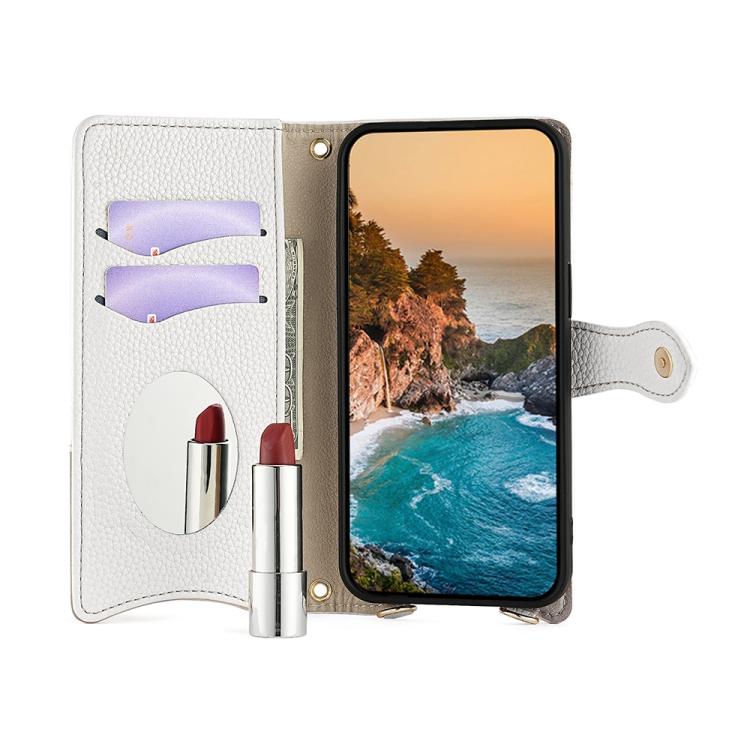 Funda de Cuero Lichi para TCL 50 Nxtpaper y 50 Pro Nxtpaper con Diseño Cola de Pez (Blanco)
