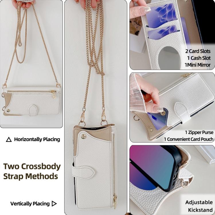 Funda de Cuero Lichi para TCL 50 Nxtpaper y 50 Pro Nxtpaper con Diseño Cola de Pez (Blanco)
