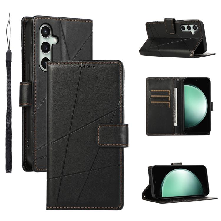 Funda de piel sintética con textura en relieve para Samsung Galaxy S25 FE 5G (negra)