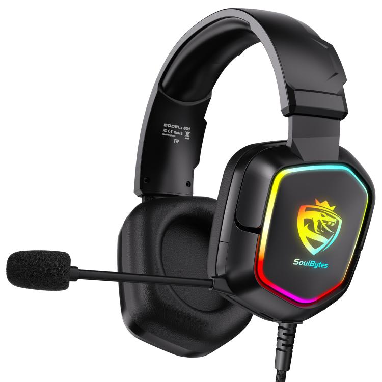 Auriculares Soulbytes S21 Omnidireccionales Ligeros con Almohadillas de Espuma Viscoelástica y Micrófono, Cable 2 m (Negro)