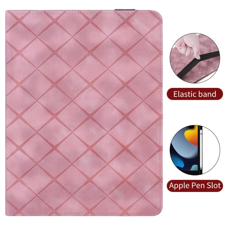 Funda de cuero con relieve de rombos para Xiaomi Redmi Pad 2 (rosa)