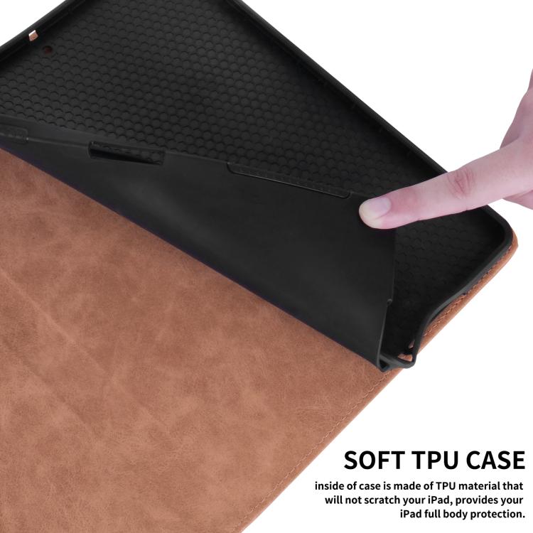 Funda de cuero con relieve de rombos para Xiaomi Redmi Pad 2 (marrón)