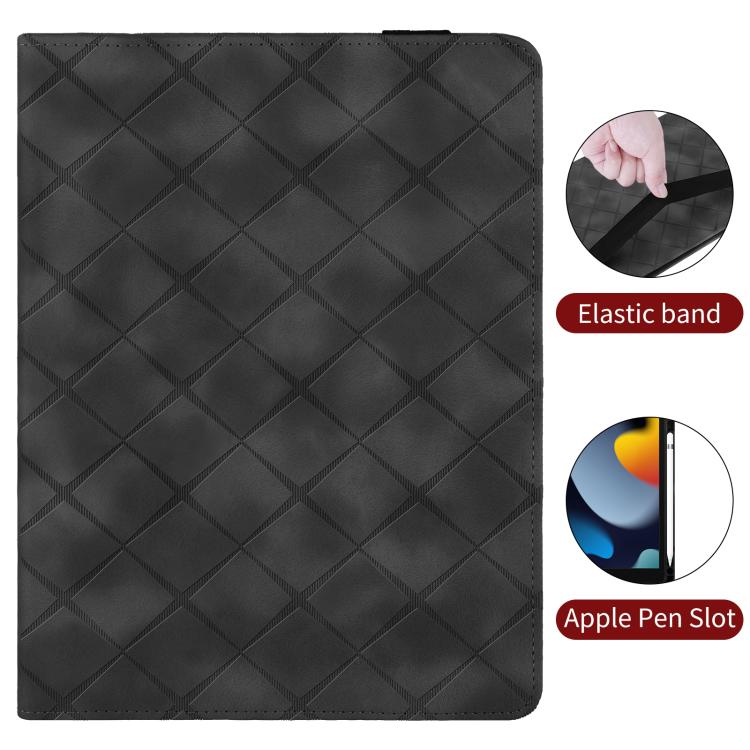 Funda de cuero con relieve de rombos para Xiaomi Redmi Pad 2 (negra)