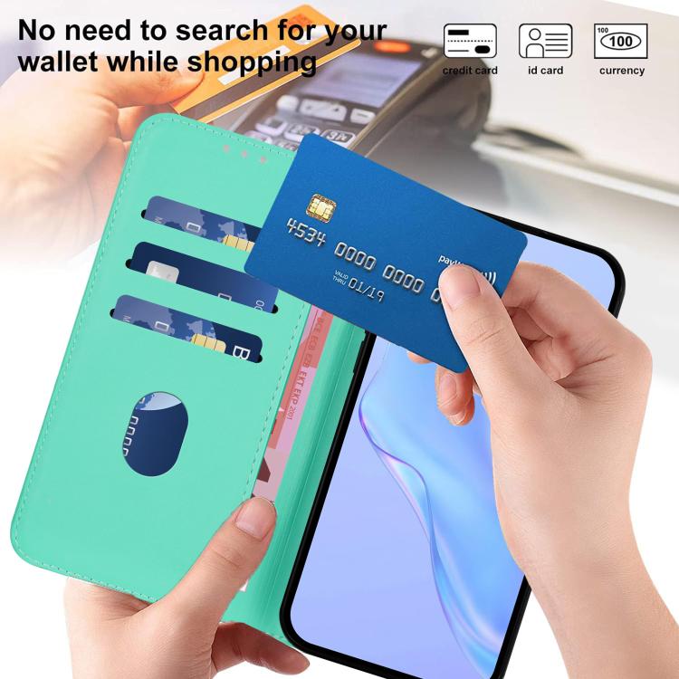 Funda de piel con textura de color liso y cordón para Samsung Galaxy M56 5G (verde)
