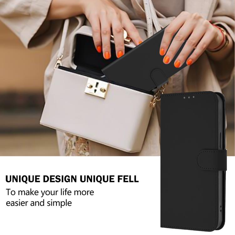 Funda de piel con textura de color liso y cordón para Samsung Galaxy M56 5G (negro)