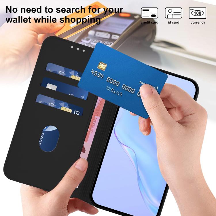 Funda de piel con textura de color liso y cordón para Samsung Galaxy M56 5G (negro)