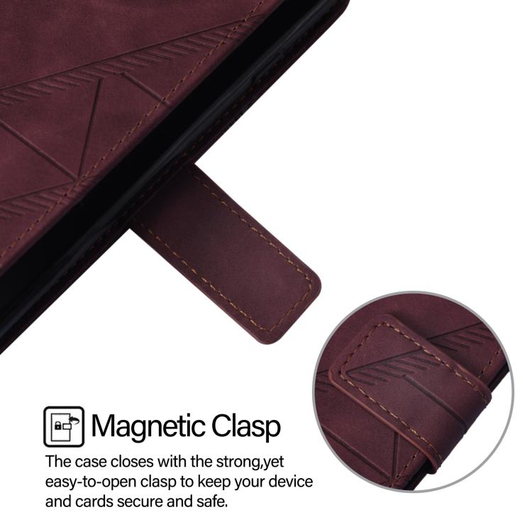 Funda de cuero con relieve 3D para Samsung Galaxy M56 5G (rojo vino)