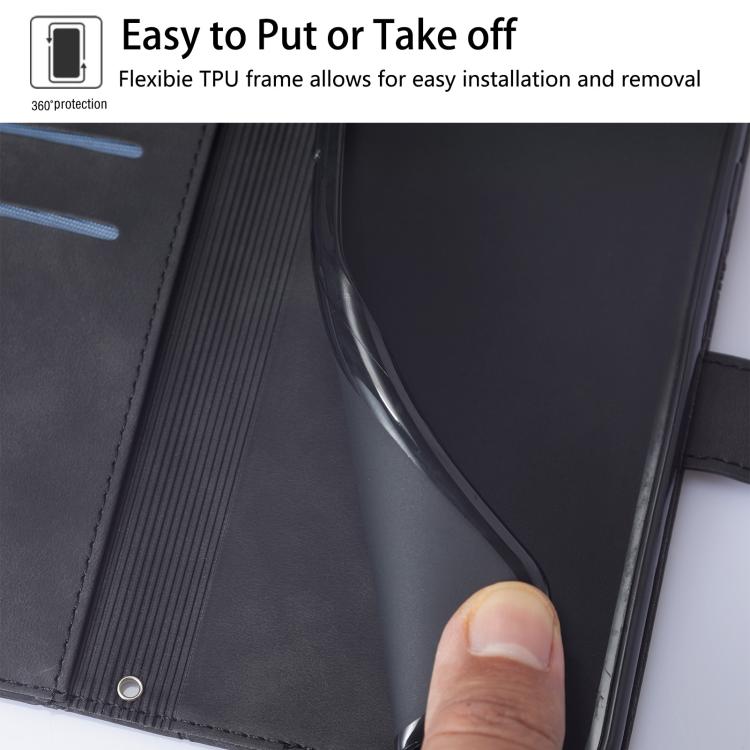 Funda de cuero con tapa y relieve 3D para Samsung Galaxy M56 5G (negra)
