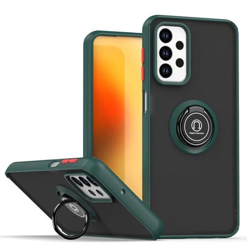 Funda de TPU + PC con anillo para Samsung Galaxy M23 / F23 / A23 4G Q Shadow 1 Series (verde oscuro)