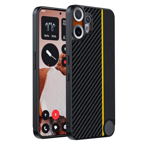 Funda ultrafina con textura de fibra de carbono para CMF Phone 2 Pro (negro y amarillo)