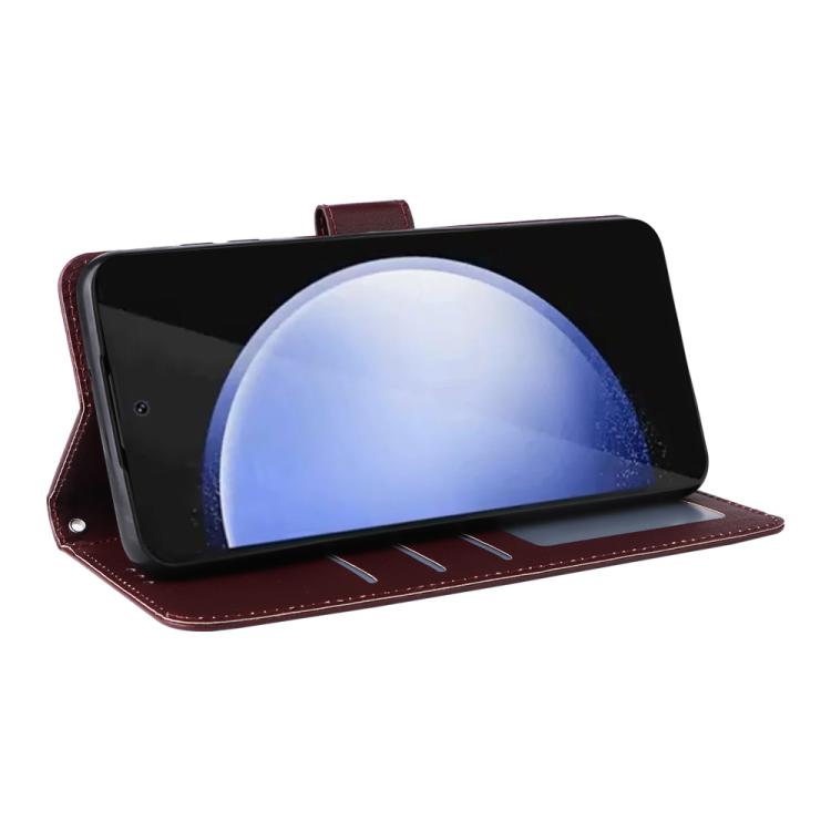 Funda de cuero multifuncional para Samsung Galaxy S25 FE 5G con 3 ranuras para tarjetas (rojo vino)