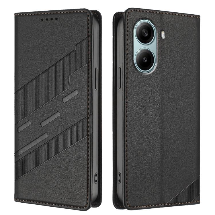 Funda de cuero retro con relieve global para Redmi Turbo 4 Pro (negro)