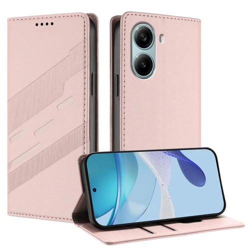 Funda de cuero retro con relieve global para Redmi Turbo 4 Pro (rosa)