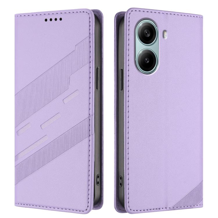 Funda de cuero retro con relieve global para Redmi Turbo 4 Pro (morado claro)