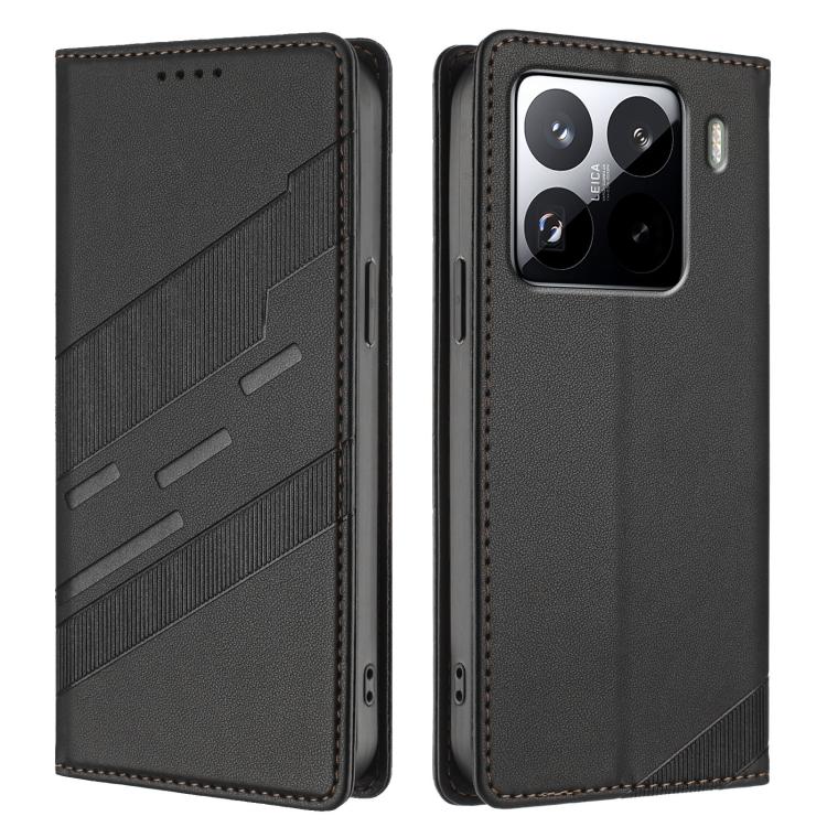 Funda de cuero retro con relieve para Xiaomi 15S Pro (negro)