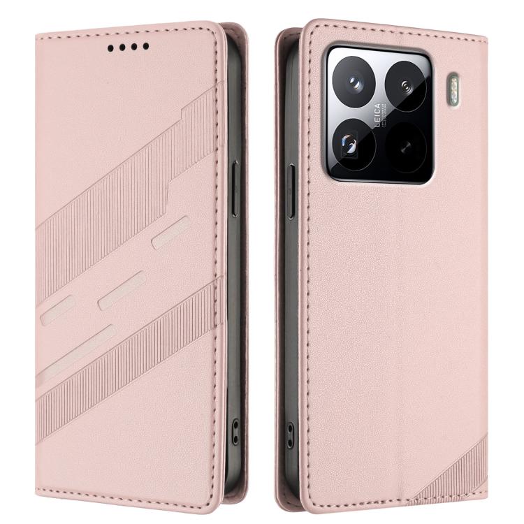 Funda de cuero retro con relieve para Xiaomi 15S Pro (rosa)