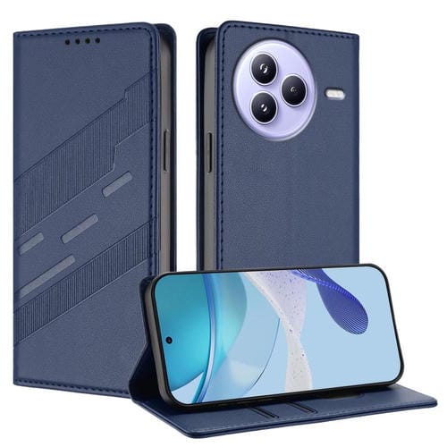 Funda de cuero retro con relieve para Xiaomi Civi 5 Pro (azul oscuro)