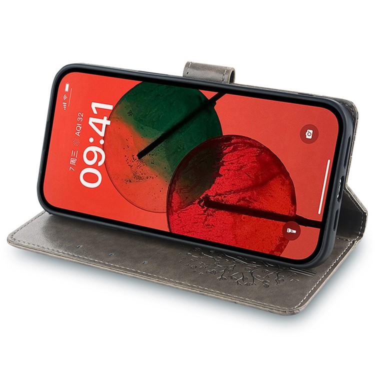 Funda de piel con relieve de árbol y ciervo para Redmi A5 4G (171,7 mm, gris)