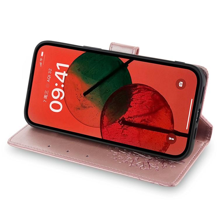 Funda de piel con relieve de árbol y ciervo para Redmi A5 4G (171,7 mm) (oro rosa)
