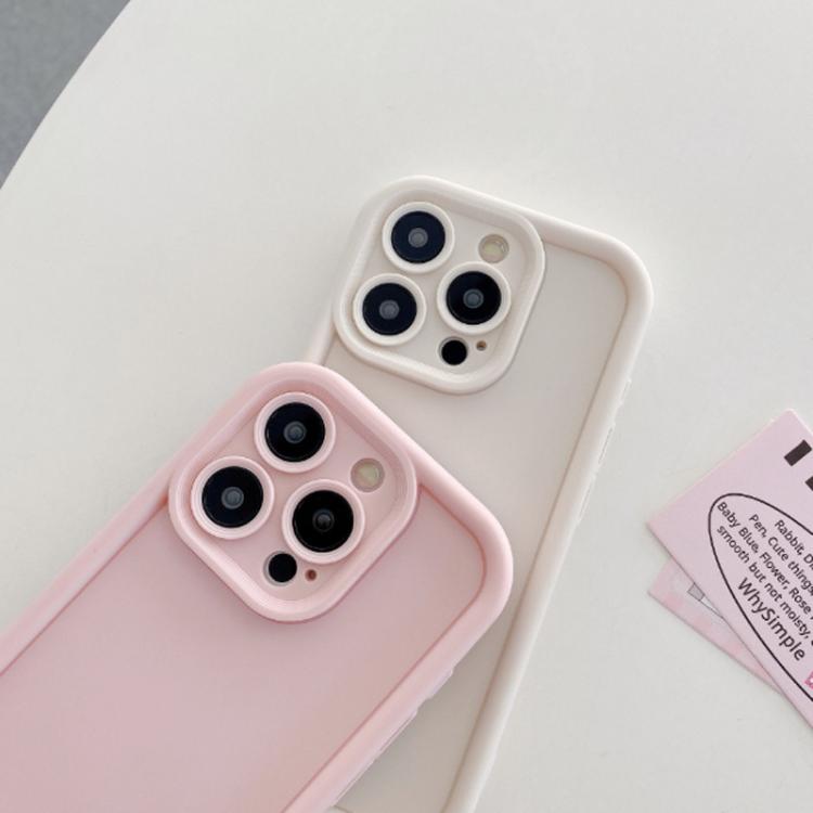 Funda de TPU con marco esmerilado y orificio preciso para iPhone 16e (rosa claro)