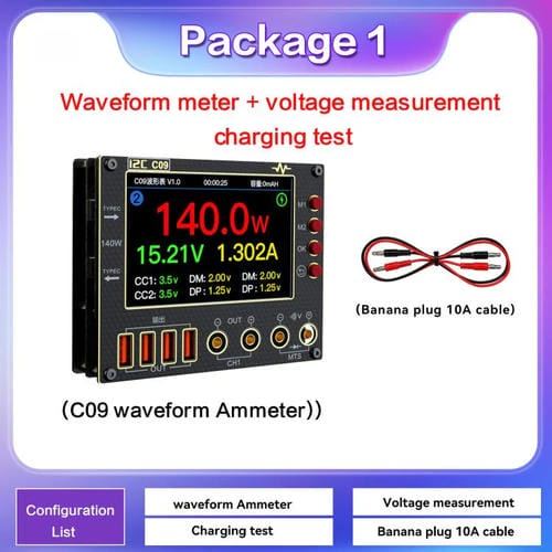 Amperímetro Digital Forma de Onda I2C C09 Detección de Carga y Medición de Voltaje con Placa de Expansión