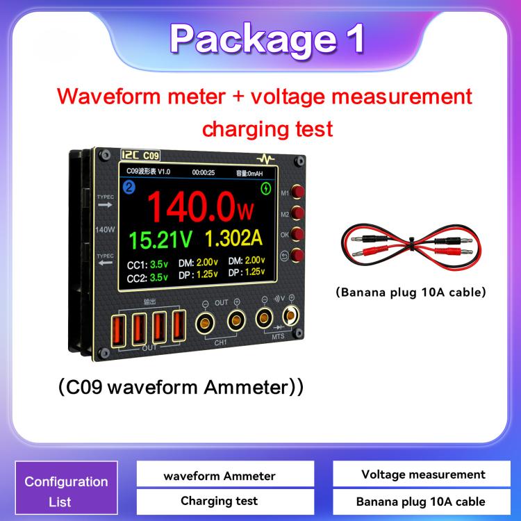 Digital Ammeter Waveform I2C C09 Load Detection and Voltage Measurement with Expansion Board