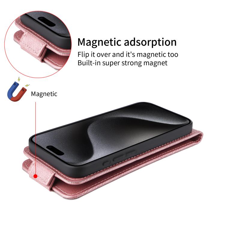 Funda magnética de cuero con tapa vertical y hebilla para TCL 605 (oro rosa)