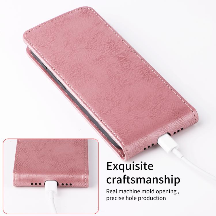 Funda magnética de cuero con tapa vertical y hebilla para TCL 605 (oro rosa)